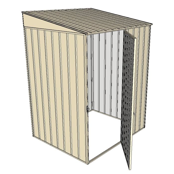 Build-A-Shed 1.2 x 1.5 x 2.0m Skillion Single Hinged Side Door Shed - Cream