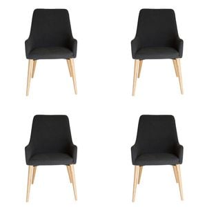 Sk Designer Living | Pack Of 4 | Rio Dining Chair | Natural Legs - Dark Grey Fabric