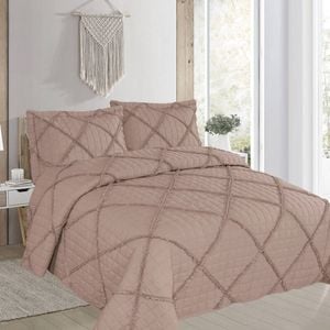 Bloomington Beverley Brown 3 Pce Lightly Quilted Polyester Cotton Coverlet Set Queen