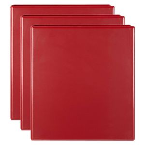 3x Marbig Clearview 3 D-ring Insert Binder A4 File 50mm Document Organiser Red