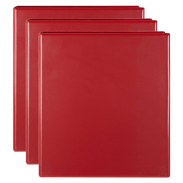 3x Marbig Clearview 3 D-ring Insert Binder A4 File 50mm Document Organiser Red