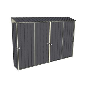Build-a-Shed 0.4 x 3.0m Four Sliding Doors Garden Locker - Grey