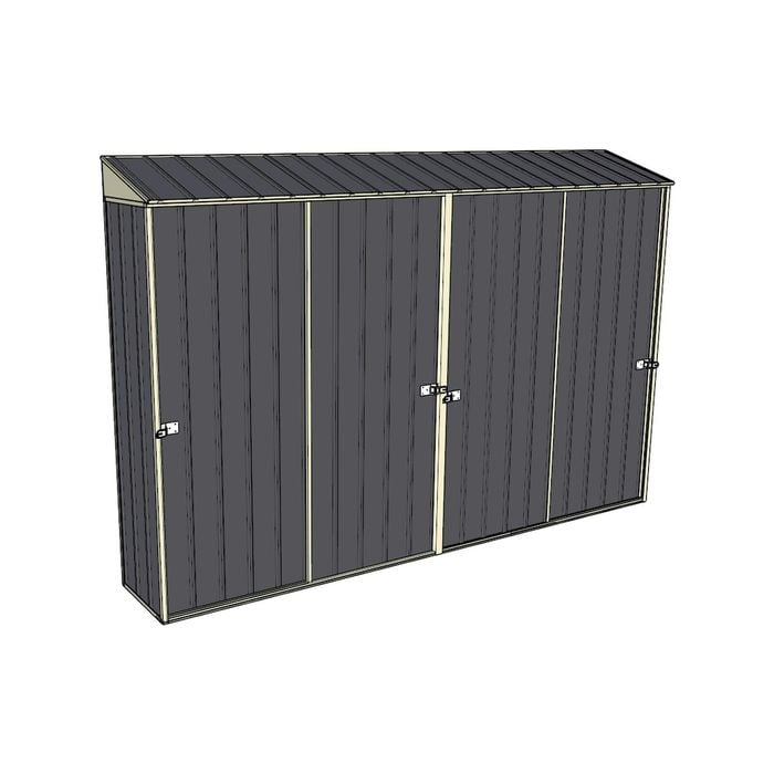 Build-a-Shed 0.4 x 3.0m Four Sliding Doors Garden Locker - Grey