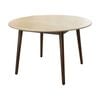 Milo 120cm Round Dining Table Sintered Stone Travertine Top Walnut