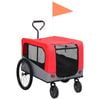 vidaXL 2-in-1 Pet Bike Trailer and Jogging Stroller Dog Carrier Red and Grey