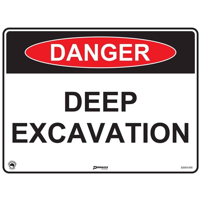Pinnacle 400 x 300mm Poly Danger Deep Excavation Sign