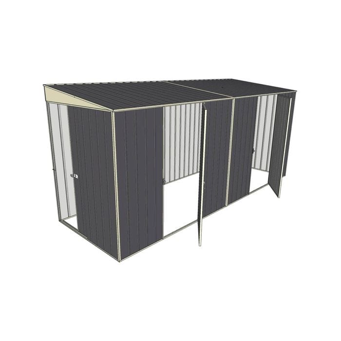 Build-a-Shed 1.5 x 4.5 x 2m Sliding Door Tunnel Shed with Side Doors - Grey