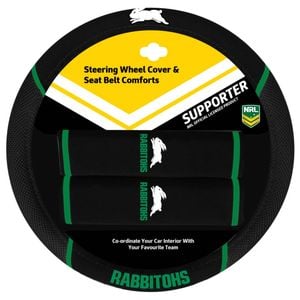 South Sydney Rabbitohs Official Nrl Steering Wheel Cover And Seat Belt Cover Set