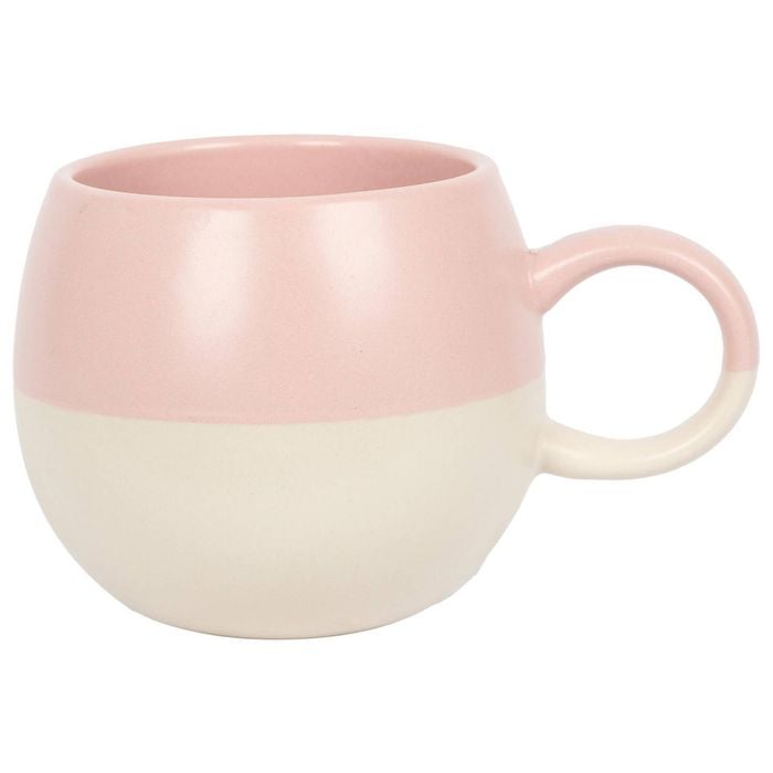 Nicola Spring 340ml Dipped Stoneware Mug - Dusty Pink - Sphere Glazed Coloured Stoneware Latte Tea Cups Colourful Coffee Cups