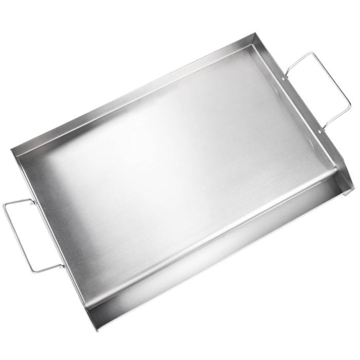VEVOR Stove Top Griddle Silver Stainless Steel Non-Stick Family Pan Cookware with Handles and Oil Groove