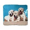 Animal Print Multi Colour Polar Fleece Throw Rug 125 x 150 cm Three Puppies