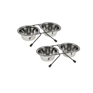2 X Sets Small Portable Dog Cat Steel Pet Bowl Water Bowls Feeder