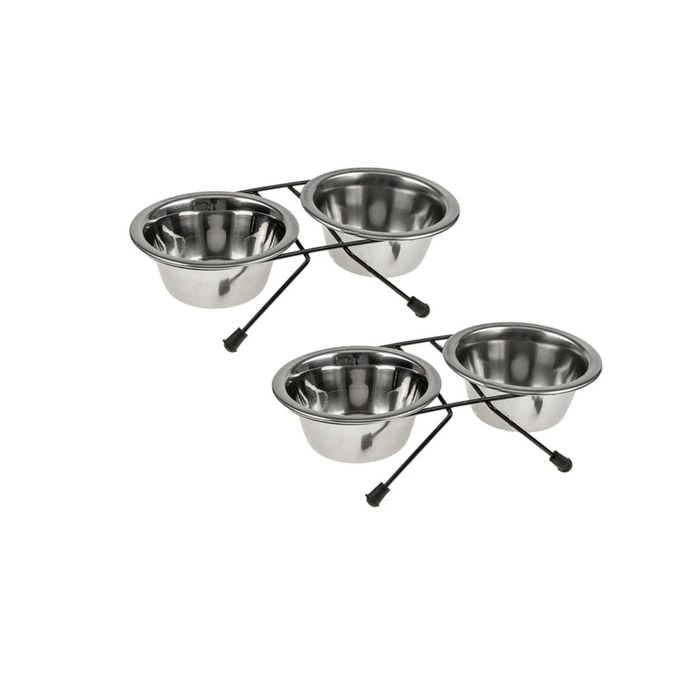 2 X Sets Small Portable Dog Cat Steel Pet Bowl Water Bowls Feeder