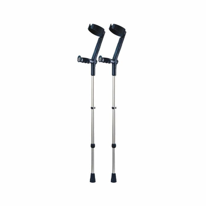 Forearm Crutches with Safety Cuff & Hinge - Adjustable Mobility Aid - Black