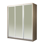 Bedford 1717mm Sliding Robe Bundle - 3 Mirror Doors 2 Drawers 2 Shelves - Smoked Ash