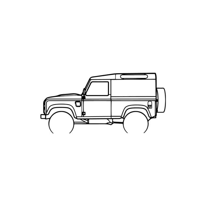 Ignite Laser Land Rover 1990 Defender Silhouette Metal Wall Art Coated Black 47inch/120cm