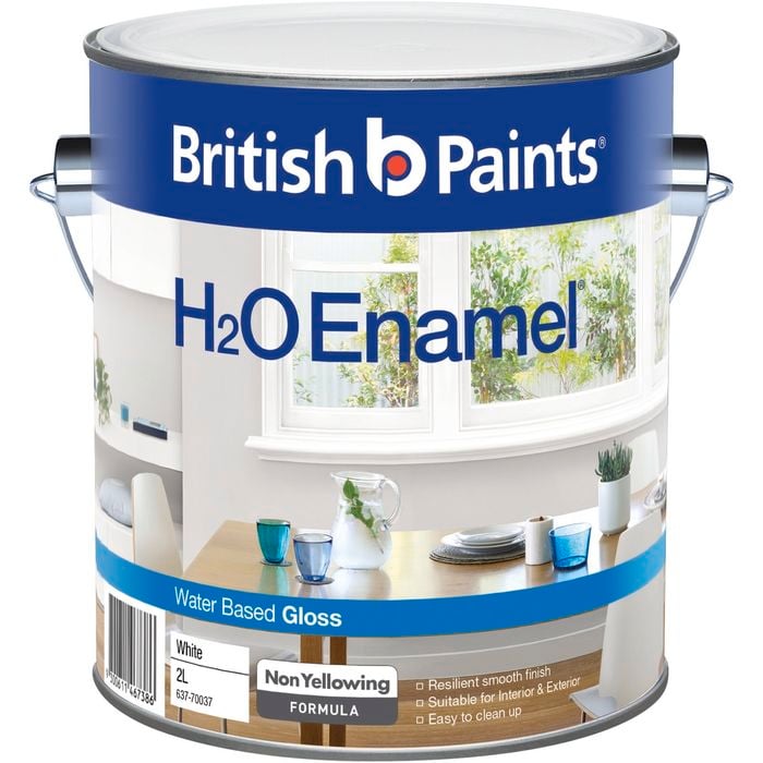 British Paints 2L White Gloss H2O Enamel