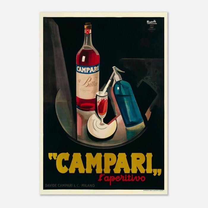 Galrie Campari L'aperitivo Vintage Framed Advertising Poster for Home and Bar Decor, Poster Only, A1 60 x 84cm (23 x 33inch)