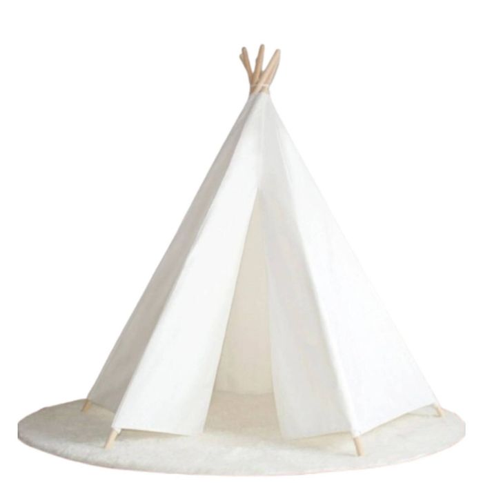 All 4 Kids Lily White Cotton Canvas Kids Hexagonal Teepee Tent