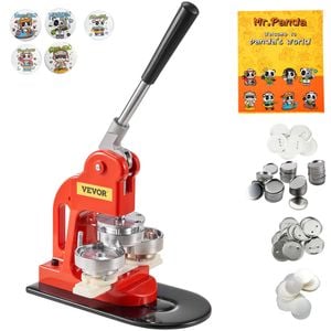 VEVOR 58mm Button Maker Machine Red Badge Punch Press Kit with 500pcs Parts