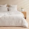 Dreamaker Rumi Washed Cotton Reversible Quilt Cover Set White With Rust Stripe Queen Bed