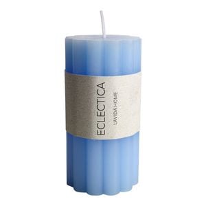 Unscented Flower 10cm Wax Pillar Candle Home Decor Display - Blue