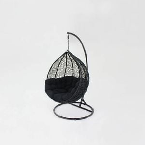 Kakadu Pod Chair - Black Frame with Black Cushion L103 x W110 x H200