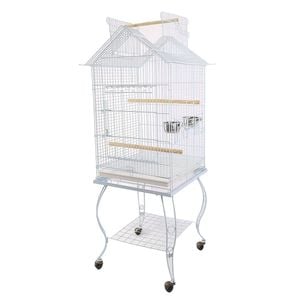 Bird Parrot Cage with Stand Cockatiel Amazon African Grey Caique Conure White