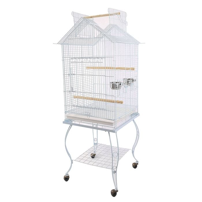 Bird Parrot Cage with Stand Cockatiel Amazon African Grey Caique Conure White