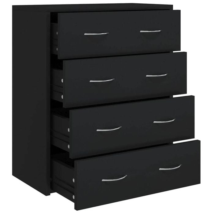vidaXL Sideboard with 4 Drawers Cupboard Storage Cabinet Chest of Drawers Black