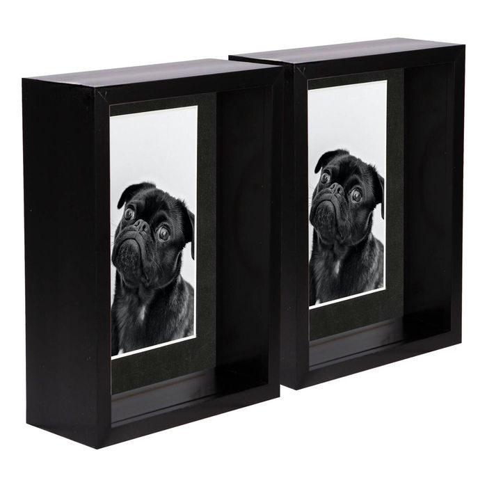 Nicola Spring 5" x 7" Black 3D Deep Box Photo Frames - 4" x 6" Mount - Pack of 5