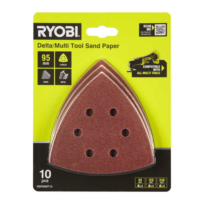 Ryobi 10 Piece 95mm Delta/Multi-Tool Sanding Set RSP95MT10