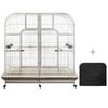 YES4PETS XXXL 185 cm White Bird Cage Pet Parrot Aviary  Perch Castor Wheel Removable Divider Cover