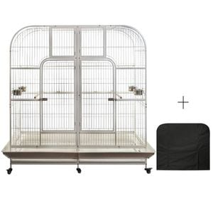 YES4PETS XXXL 185 cm White Bird Cage Pet Parrot Aviary  Perch Castor Wheel Removable Divider Cover