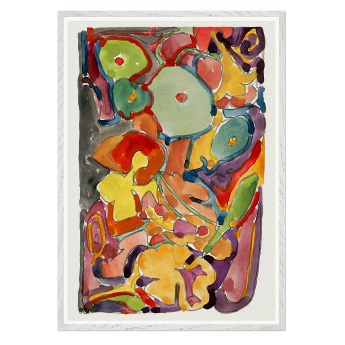 Galrie Vibrant Colorful Abstract Watercolor Art Print for Stunning Wall Decor, White Frame, A1 60 x 84cm (23 x 33inch)