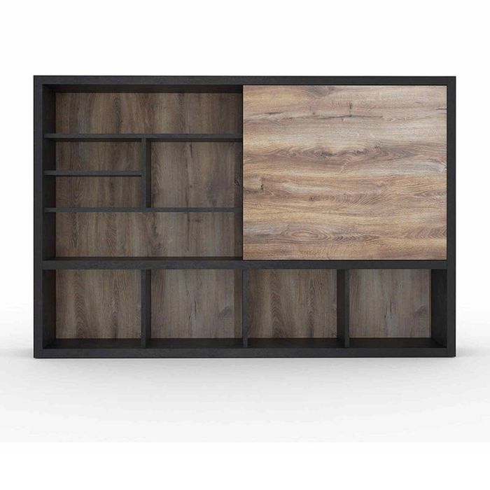 Modern Furniture DAXTON Display Unit 2.4M - Warm Oak & Black