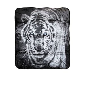 400gsm Soft 3d Animal Print Faux Mink Blanket Queen 200x240 Cm Blue Eye Tiger