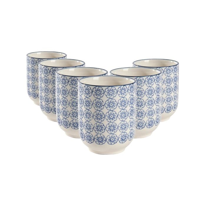 Nicola Spring Hand Printed Porcelain Tumblers - 280ml - Pack of 6