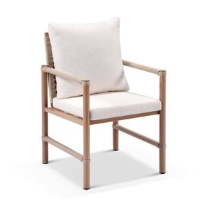 Avery Outdoor Aluminium And Rope Dining Chair Mahogany & Bone Cushions