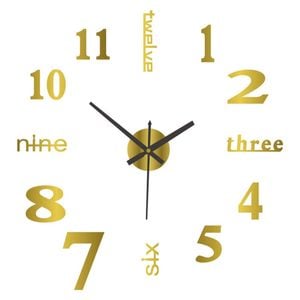 Catzon Modern Diy Wall Clock Silent Battery Operated-gold