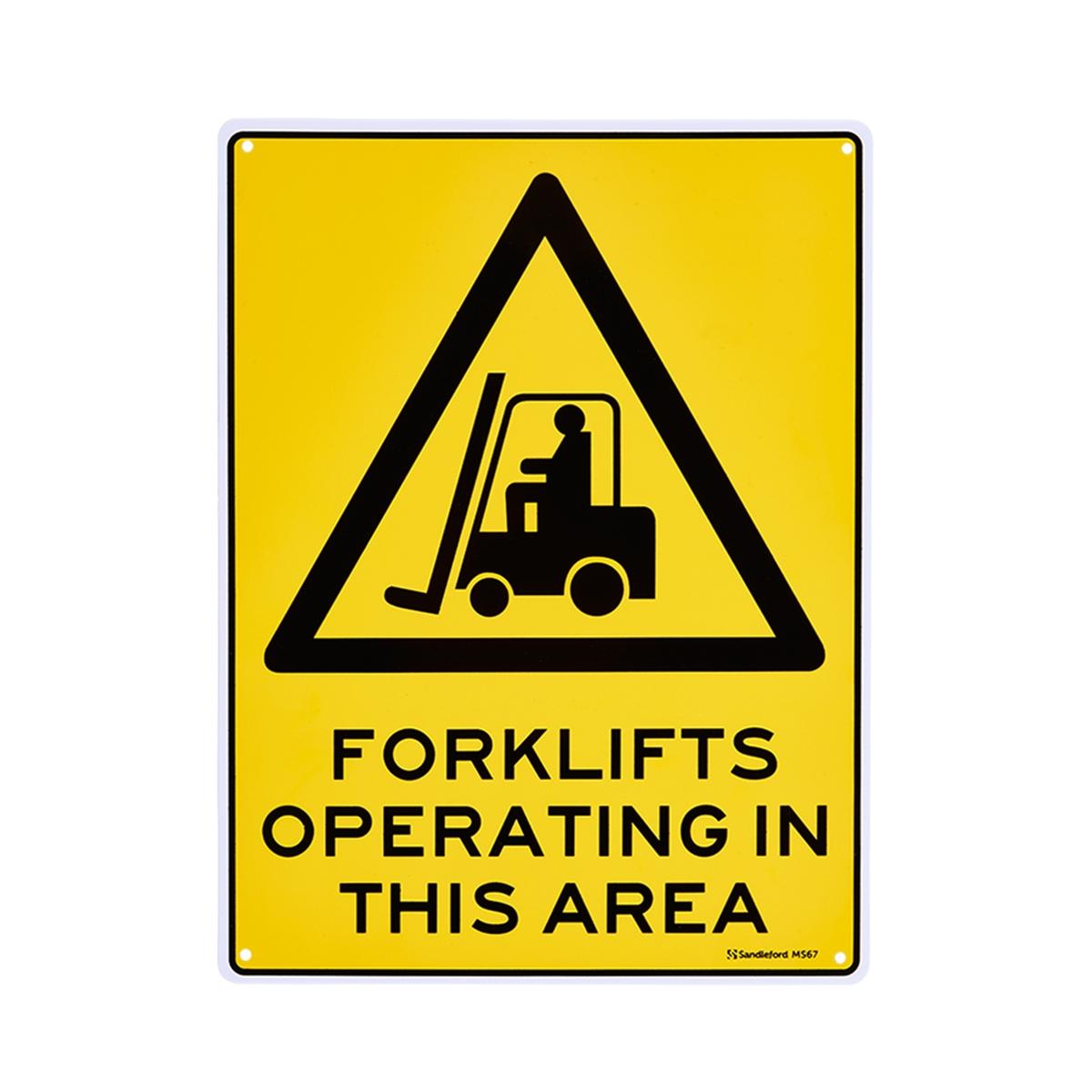 Sandleford 300 x 225mm Yellow Forklift Operating Area Plastic Sign ...