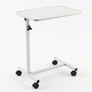 Altus Overbed Table Adjustable Mobile Over Bed Desk for Seniors - White