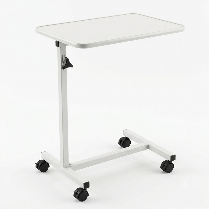 Altus Overbed Table Adjustable Mobile Over Bed Desk for Seniors - White