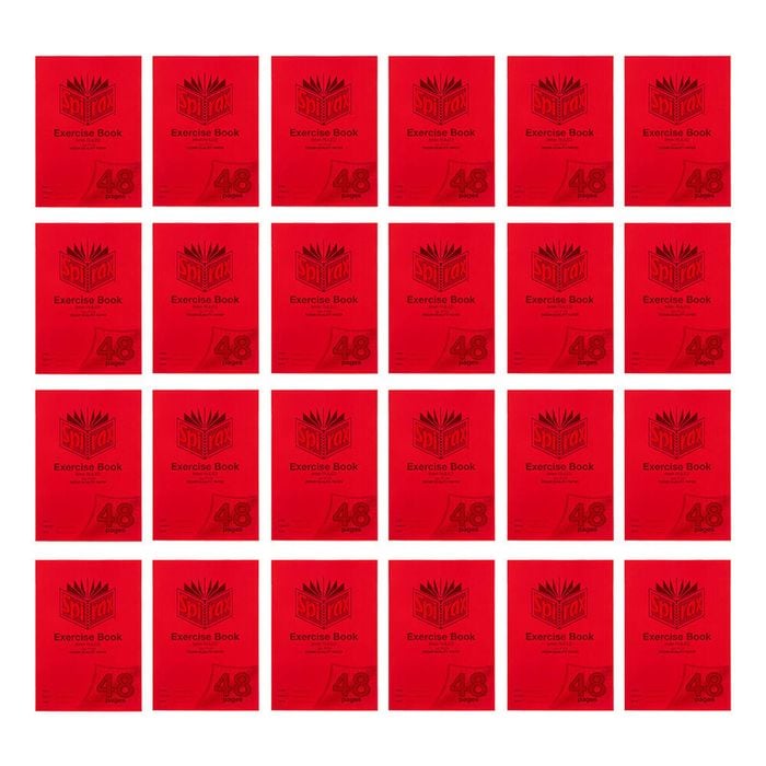 20x Spirax P100 Protective Pp Cover Exercise Book A4 48 Pages 8mm Ruled Red