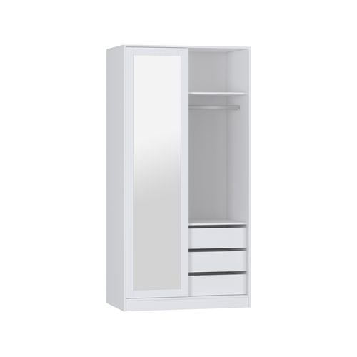 Practa White 2 Door Mirror Sliding Robe - White - Bunnings Australia