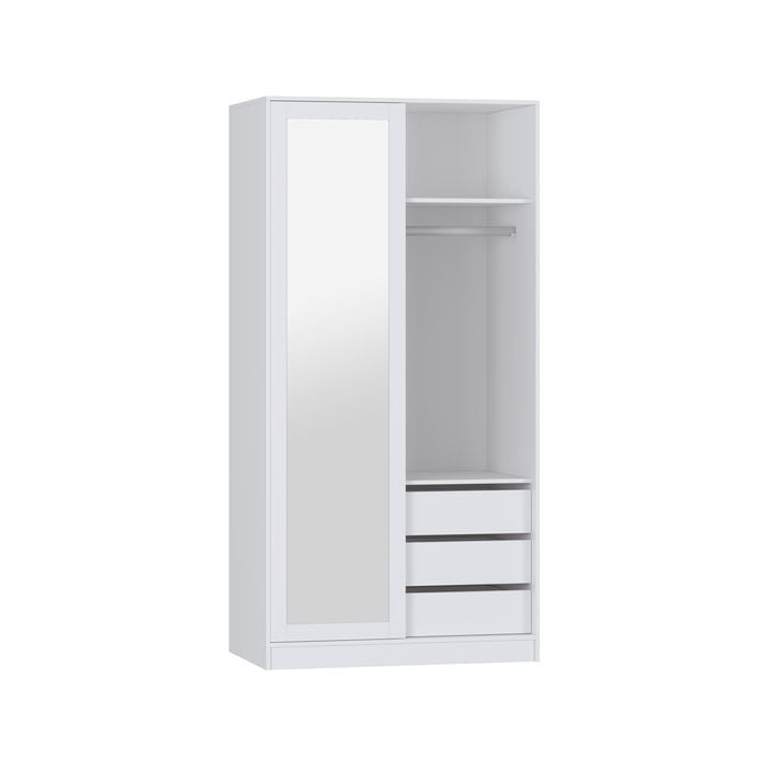 Practa White 2 Door Mirror Sliding Robe - White