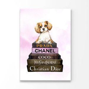 Dog On Book set Fashion Art  Print 100% Australian Made 90 x 120cm  (Acrylic)