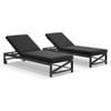 Kansas Outdoor Aluminium Sun Lounge Set On Wheels Charcoal & Denim Grey Cushions