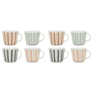8pc Ecology 260ml Two Stripe Pottery Chalk Mugs 9.5x12cm