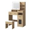 Oikiture Dressing Table Stool Set Vanity Mirror Desk Natural